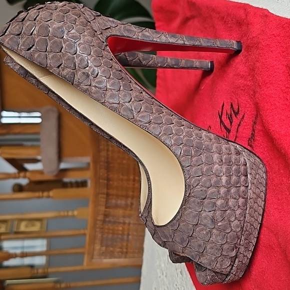Louboutin Python Peep-Toe Heels - Picture 6 of 13